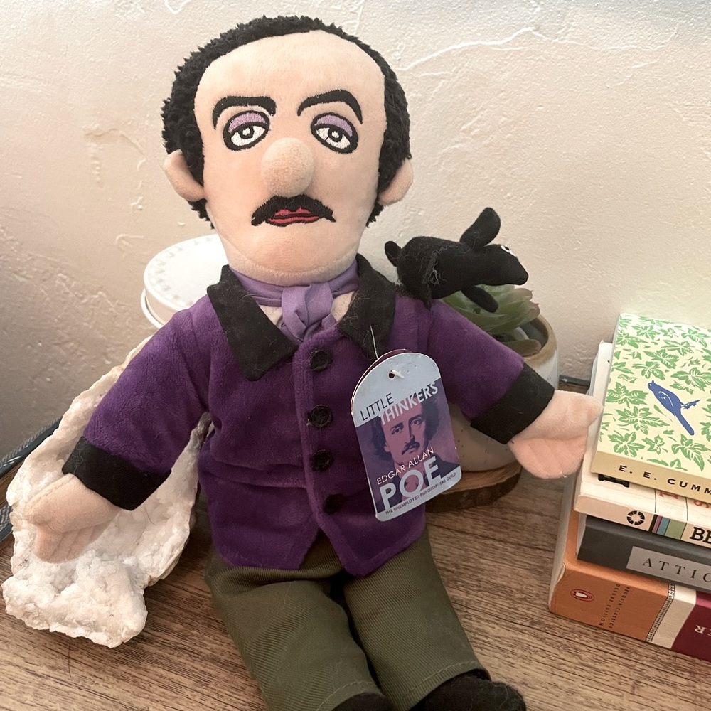 Edgar Allen Poe novelty doll, plush, with tags